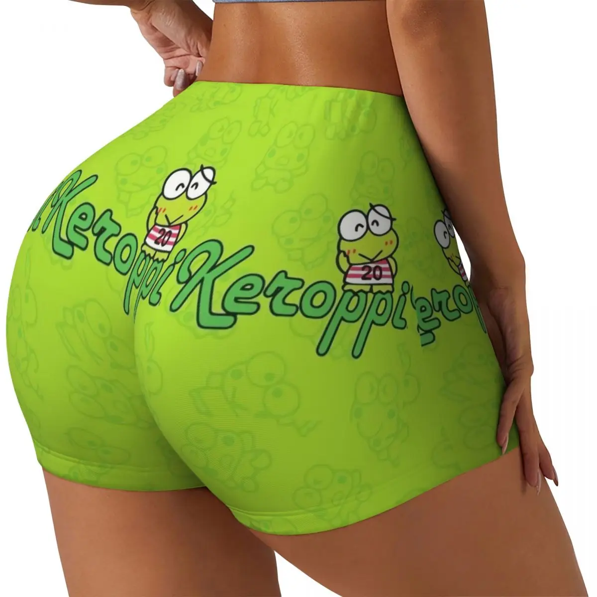 Custom Women Keroppi Workout Yoga Shorts Gym Athletic Running Volleyball Shorts