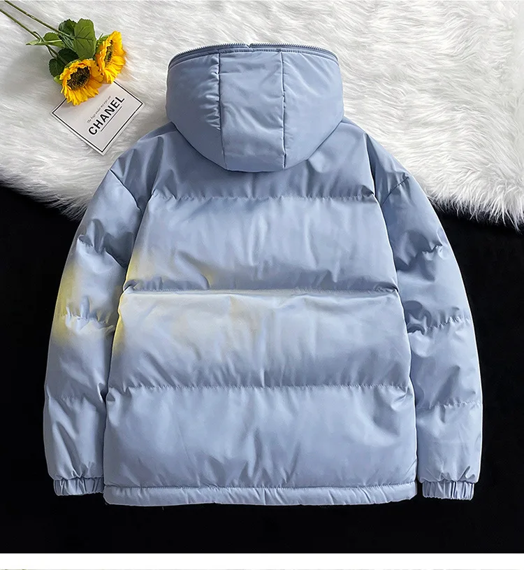 Winter Reversible Hooded Padded Jacket Men Women Thick Casual Streetwear