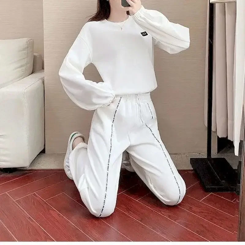 New High-grade Korean Sportswear Suit Spring Autumn Clothes Temperament Womens Fashion Loose Sweatshirt Sweatpants Two Piece Set