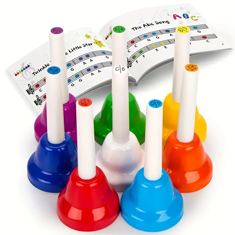 

Eight-Tone Handbell Set-(Set of 8) Multi-Purpose Instrument for Music Lovers,Portable Instrument with Handle-holiday Celebration