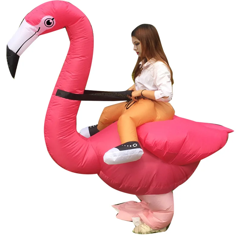 Trajes infláveis engraçados Flamingo Cosplay de carnaval Traje de Halloween para homens e mulheres Unisex Vestido de festa