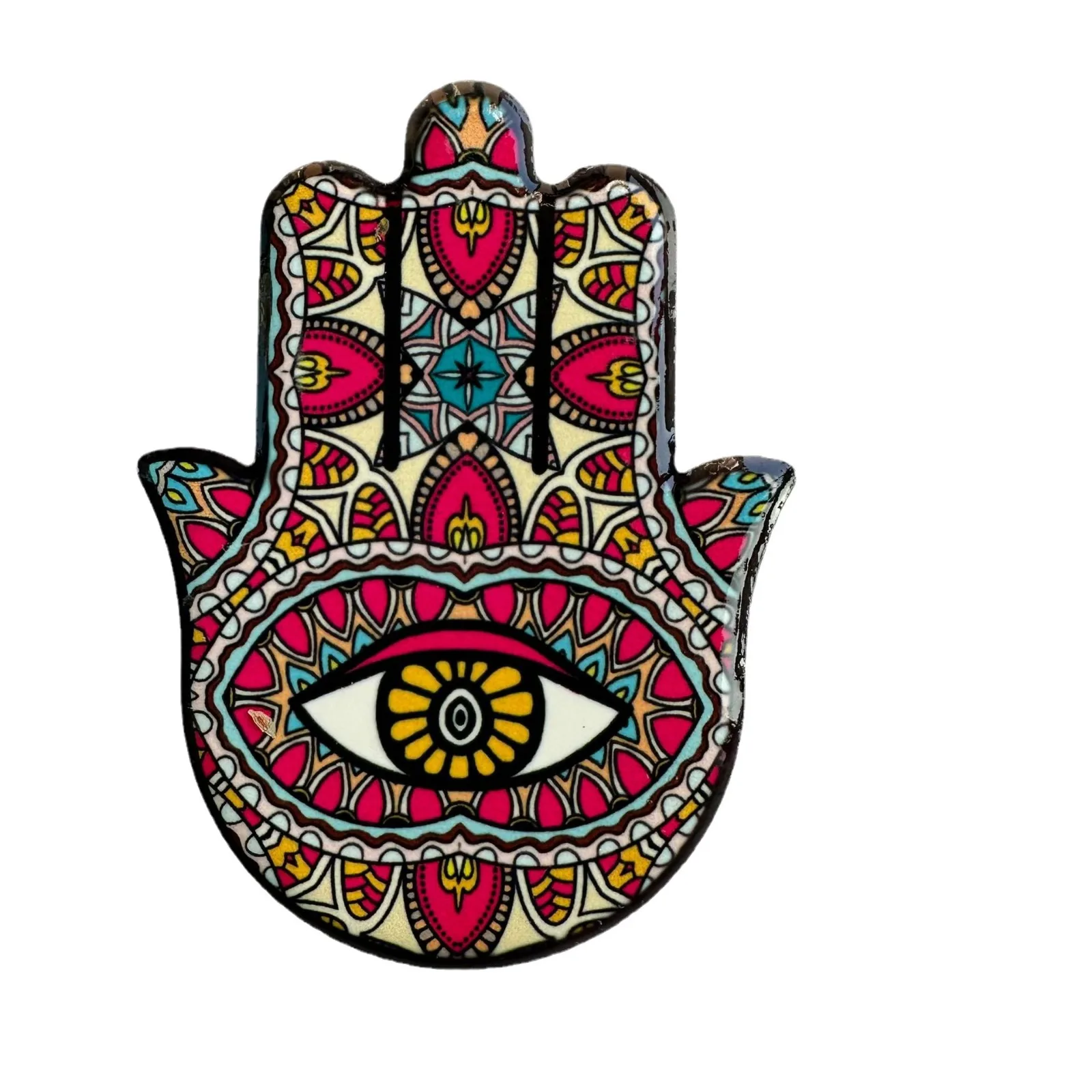4pcs/set Hamsa Hand of Fatima Refrigerator Magnetic Stickers Palm-shaped ceramics Fridge Magnet for Dinner Party Tool Home Decor