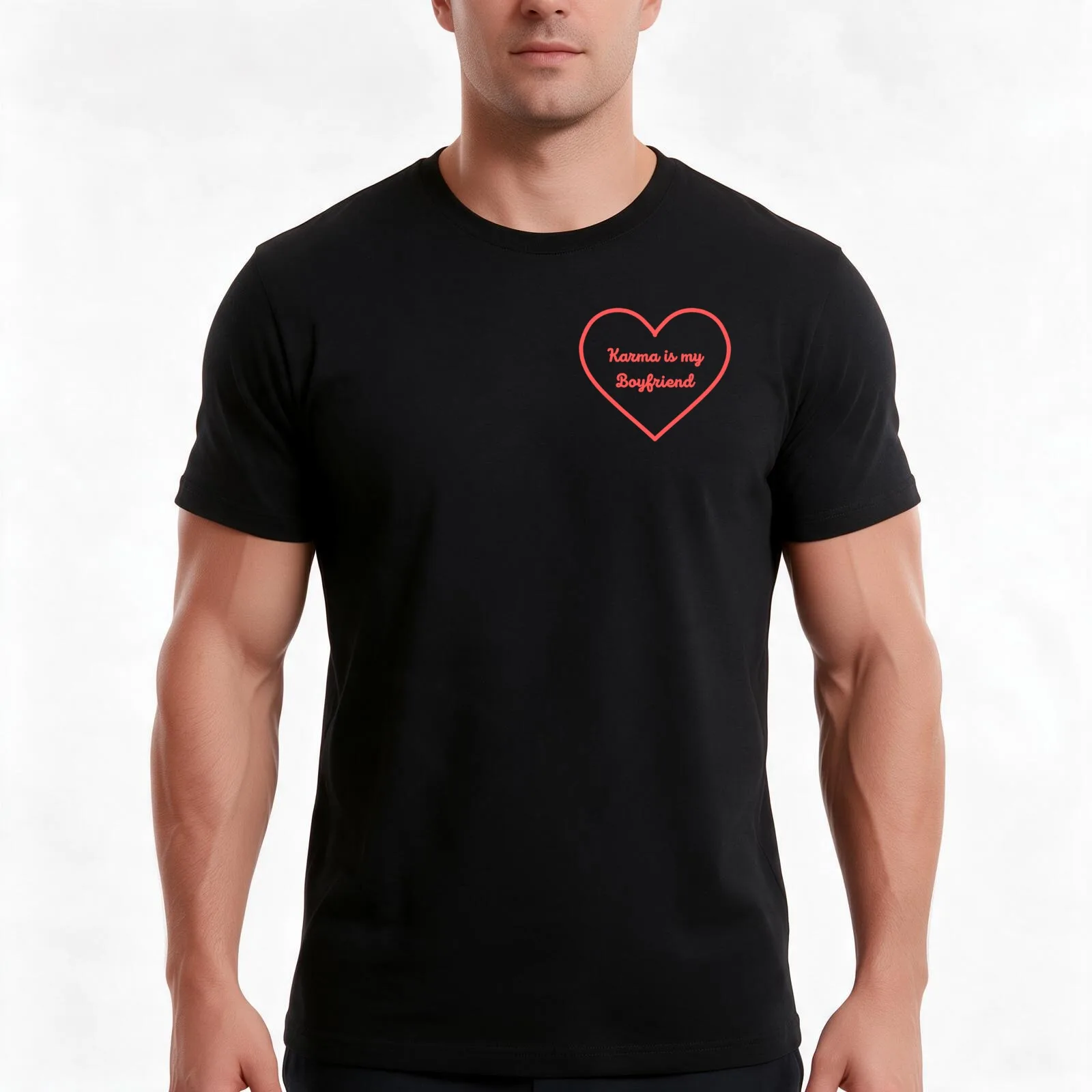 Karma is my boyfriend heart logo T-Shirt, Summer Casual Cotton Tee, Oversized Streetwear Tops, Vintage Graphic Print