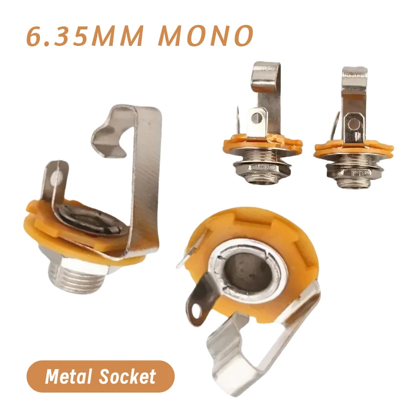 

Metal Socket Jack for Electric Guitar Bass Mono Input 6.35mm Dual-Channel