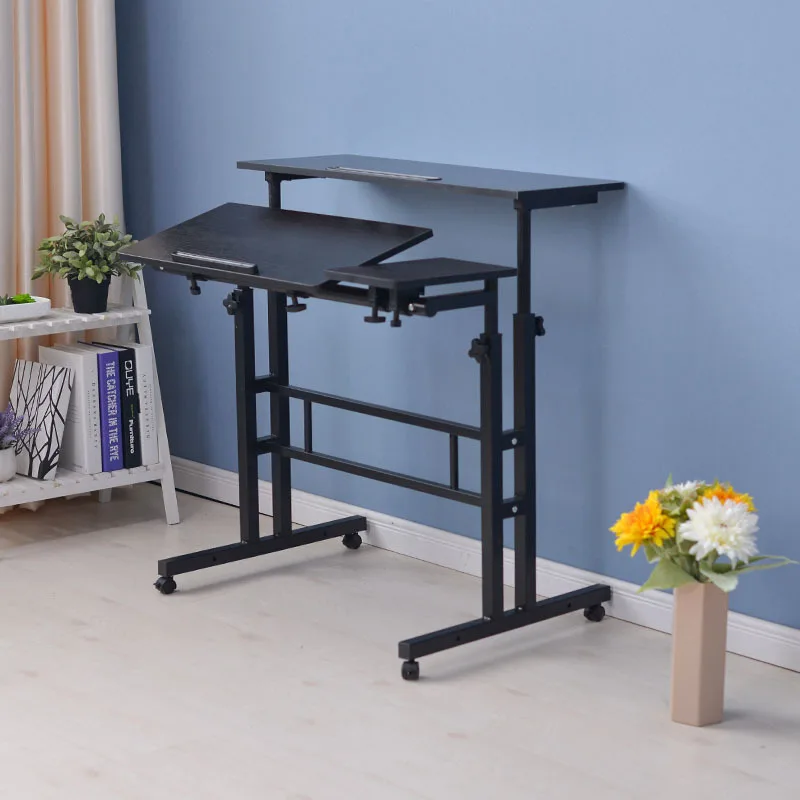 

Mobile Standing Desk, Portable Stand Up Desk, Small Adjustable Standing Desk Converter with Wheels Home Office Workstation