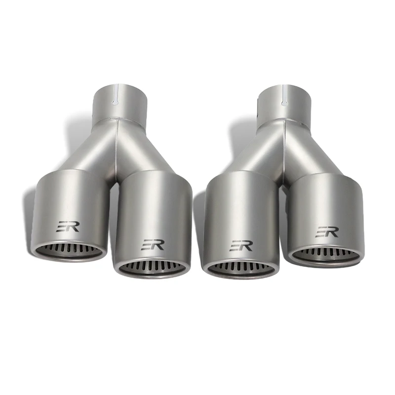 Sistema de escape universal para coche, accesorios para coche, doble punta, tubos de escape de acero inoxidable mate para modificar el boquilla para silenciador, 1 Uds.