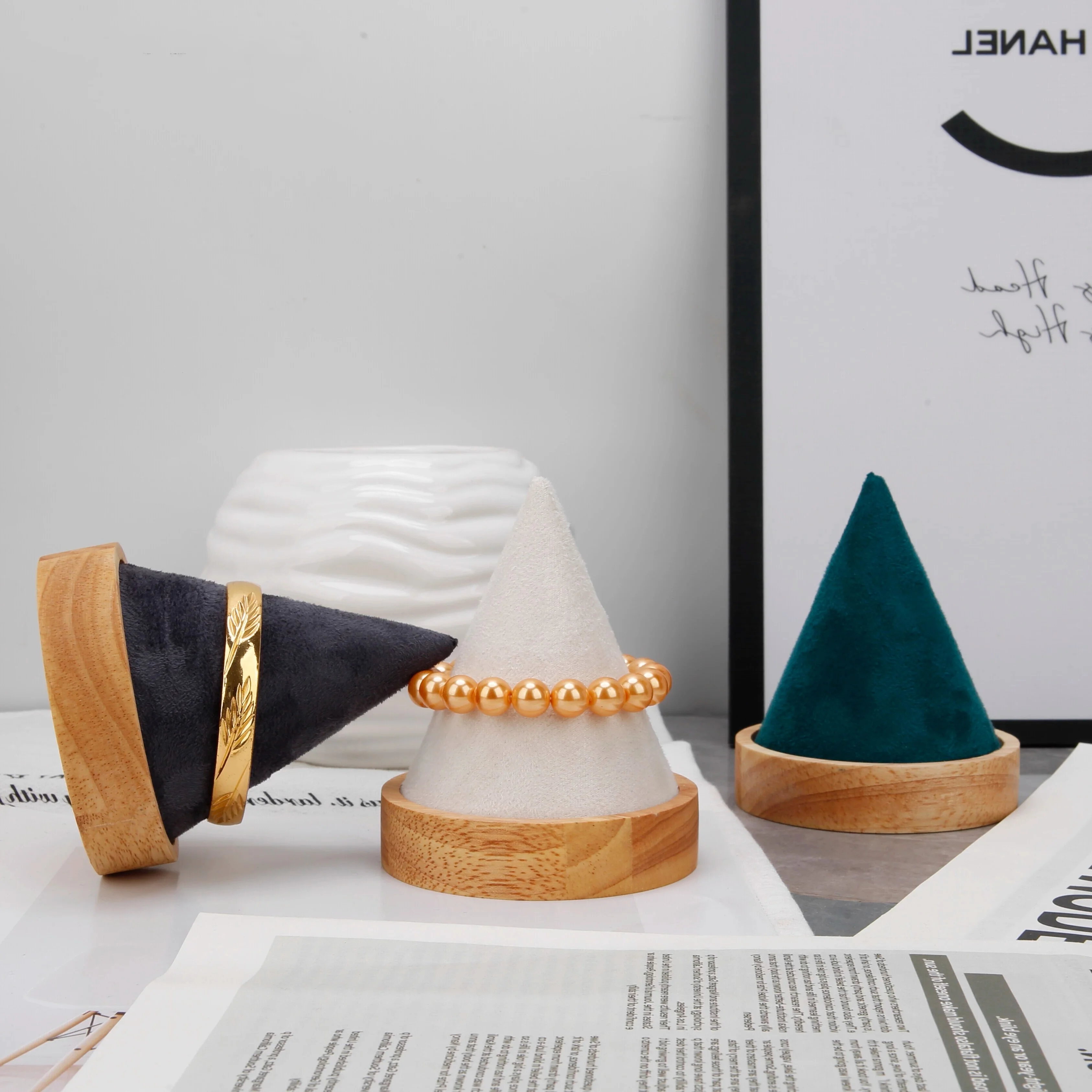 

Креативный деревянный конус, браслет, подставка, кольцо, браслет, ножной браслет, цепочка, ожерелье, стеллаж для хранения ювелирных изделий, держатель, реквизит для ювелирных изделий