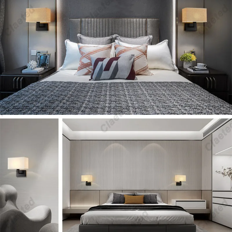 Modern LED Wall Lamp with 360° Rotation Spotlight Nordic Bedroom Wall Light for Reading Bedside Living Room Decoration 12W