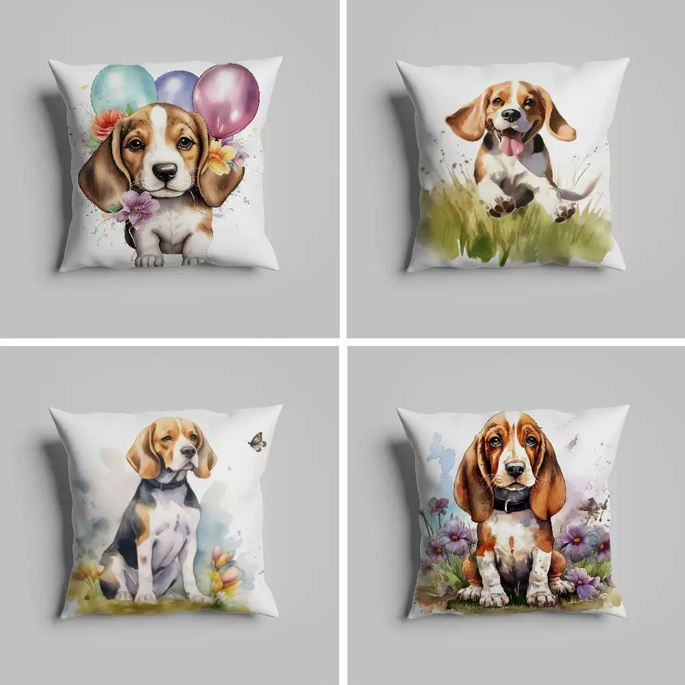 

Cute Beagle Pet Dog Pillow Case Pillowcase For Car Pillows 60x60 Cushions Luxury Double Sided Cover Home And Decoration Sofa 30