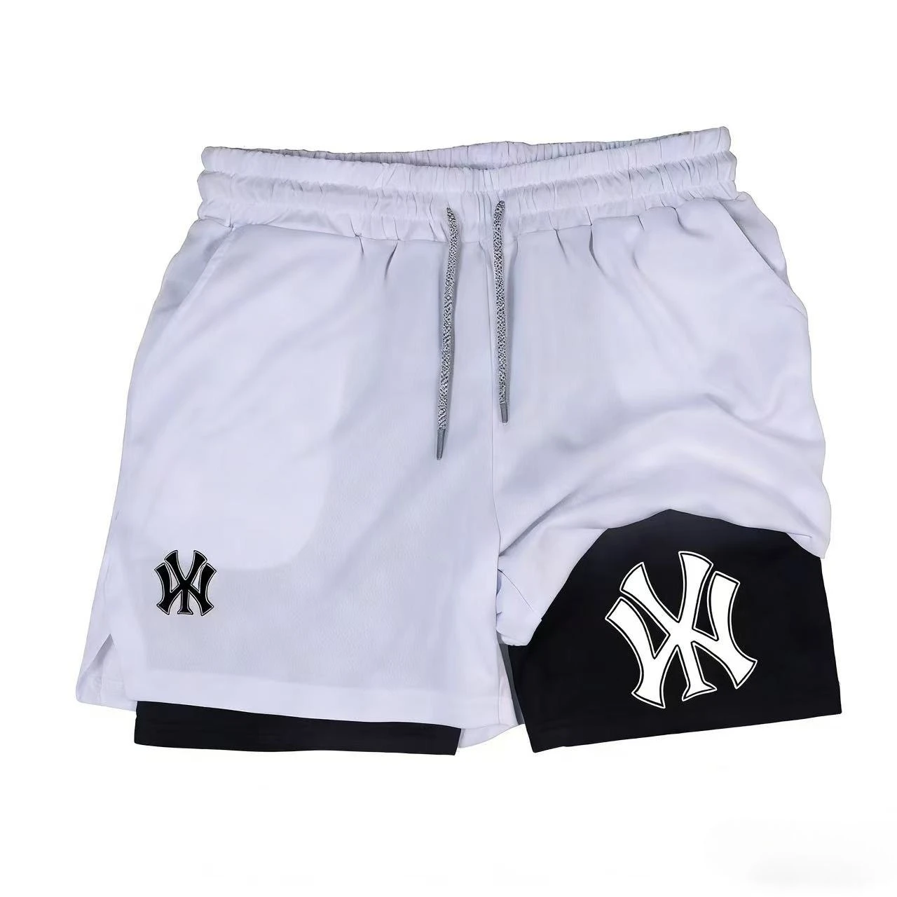 

Print 2 in 1 Running Workout Shorts Men Gym Performance Compression Shorts with Phone Pocket Towel Loop Athletic Fitness Apparel