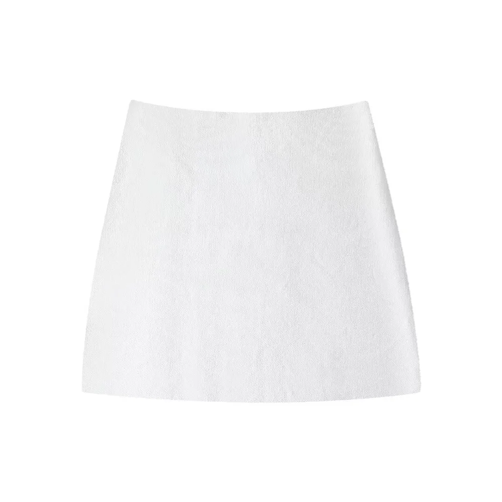 PB&ZA 2024 Spring New Women\'s Fashion and Elegance Casual Versatile Knitted Mini Skirt