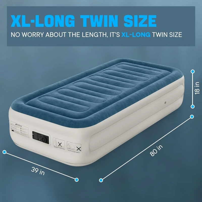 Twin Air Mattress with Built-in Pump,Fast & Easy Inflation/Deflation Inflatable Mattress