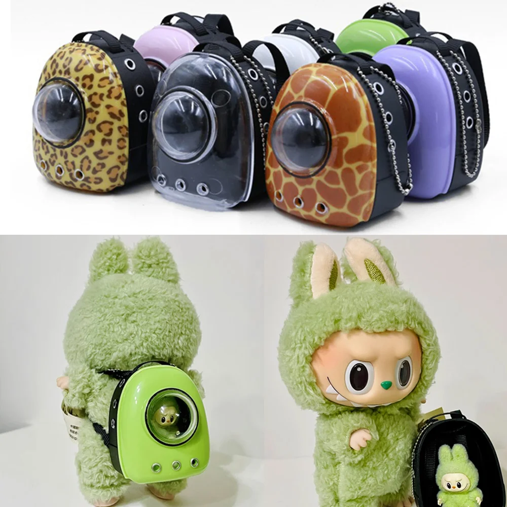 

For 17cm labubu outfits Doll House Simulation Mini Pet Cat Space Backpack Scene Ornament Dolls Accessories DIY Doll Toys