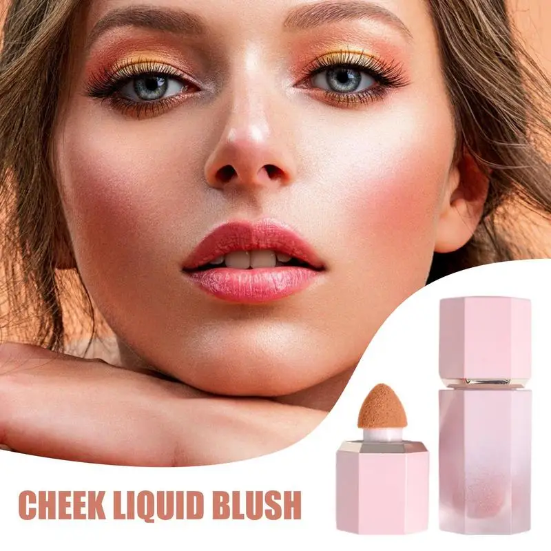 Liquid Cheek Blush Facial Nourishing Blush Gel Cream Waterproof Multi-purpose Eyes&lips Makeup Blush Stick Cosmetics With Sponge