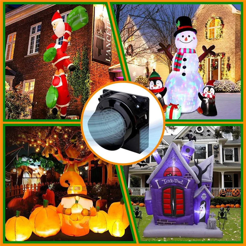 【RECOMENDAR】بديل مروحة قابل للنفخ يتميز بمنفاخ مروحة هوائية 1.5 أمبير، محول، 3 مصابيح LED أوتار إضاءة لقابس عيد الميلاد الأمريكي