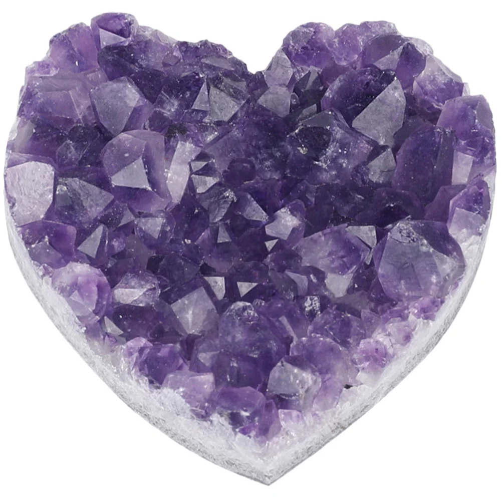 

Amethyst Crystal Stone Cluster Decoration Heart Design Natural Mineral Ornament for Desktop Table Home Office Living Room