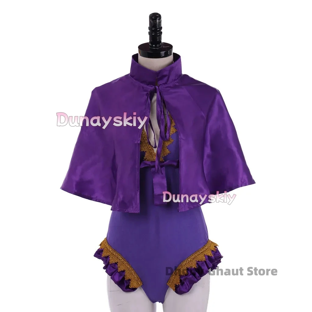 

Anne Wheeler Circus Cosplay The Greatest Showman Costume Woman's Sexy Purple Jumpsuit Halloween Stage Show Outfit