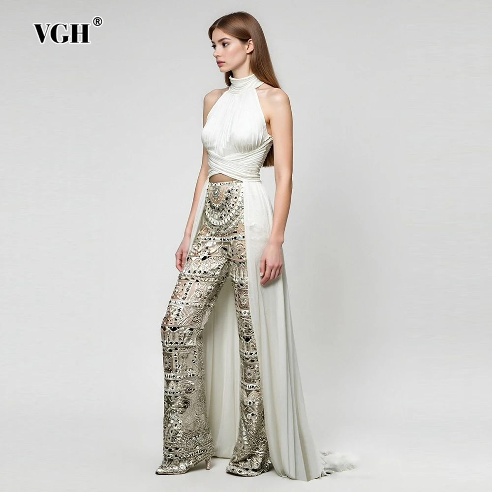 VGH Solid Slimming Temperament Blouses For Women Stand Collar Sleeveless High Waist Irregular Designer Shirts Female Fashion New