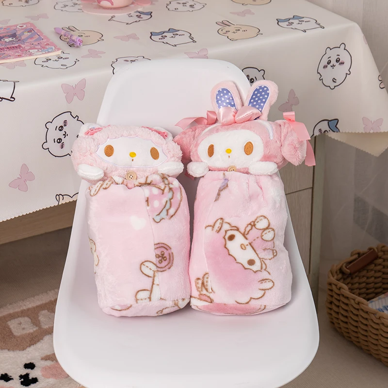 Sanrio  My Sweet Piano My Melody Warm Blanket Hello Kitty Nap Blanket Portable Travel Blanket Pink Comfortable Flannel Blanket