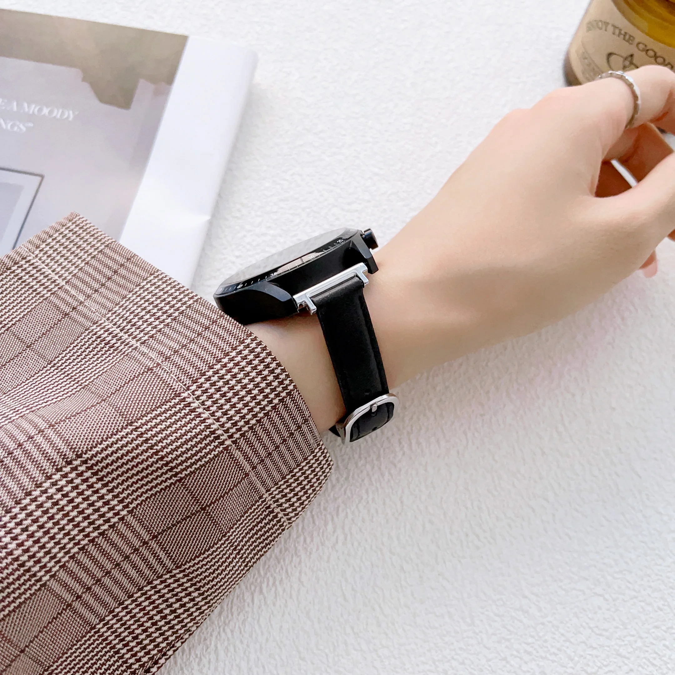 หนังสำหรับ Samsung Galaxy Watch5 40/44มม.5pro 45 Slim สำหรับ Galaxy Watch4 40มม.42/46Mm 20/22มม.เข็มขัด