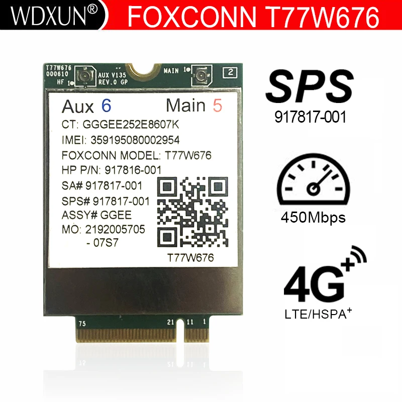 

T77W676 917817-100 LT4220 X12 LTE 4G WWAN M.2 450Mbps LTE Modem For HP Elite X21013 G3 EliteBook X360 1030 G3