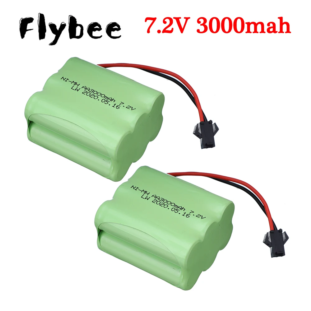 in stock (SM plug) 3000mah NiMH Battery For RC toys Cars Trucks Tanks Robots Boats Batterise 7.2v 3000mah Rechargeable Battery
