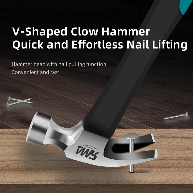 Martillo de garra AMR, martillo para marco de garra de 8OZ/12OZ/16OZ con cabeza de martillo de acero con alto contenido de carbono y mango antideslizante