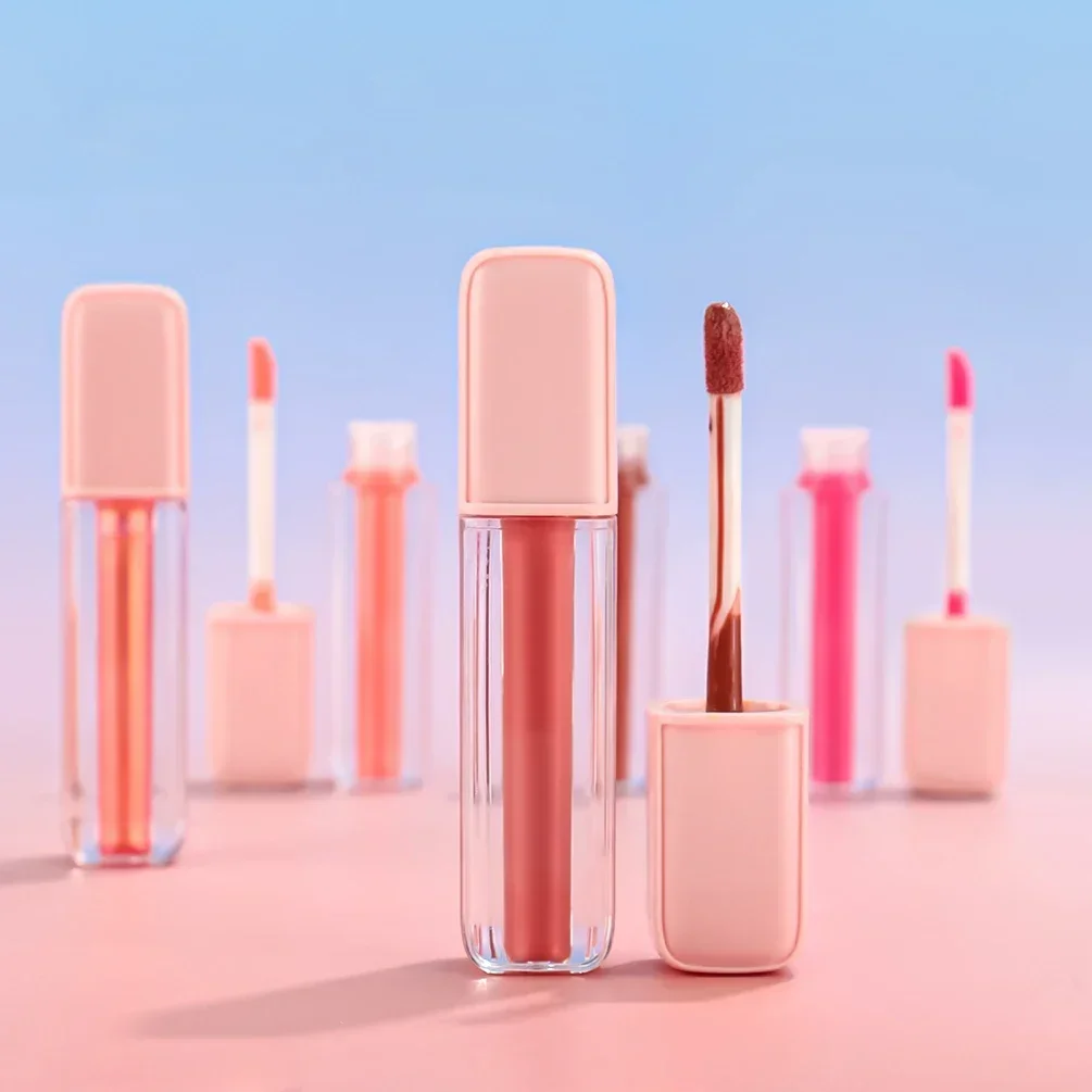 Brilho labial à prova d'água de marca própria logotipo personalizado tubo rosa hidratante cosmético de longa duração opção multicolorida maquiagem atacado