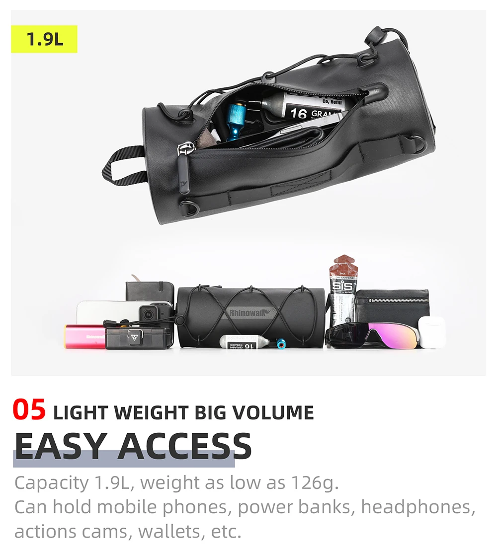 Rhino walk Fahrrad lenker tasche 1,9 l wasserdichte Bick Front Tube Bag Outdoor Rennrad Packt asche neu – Detail 10