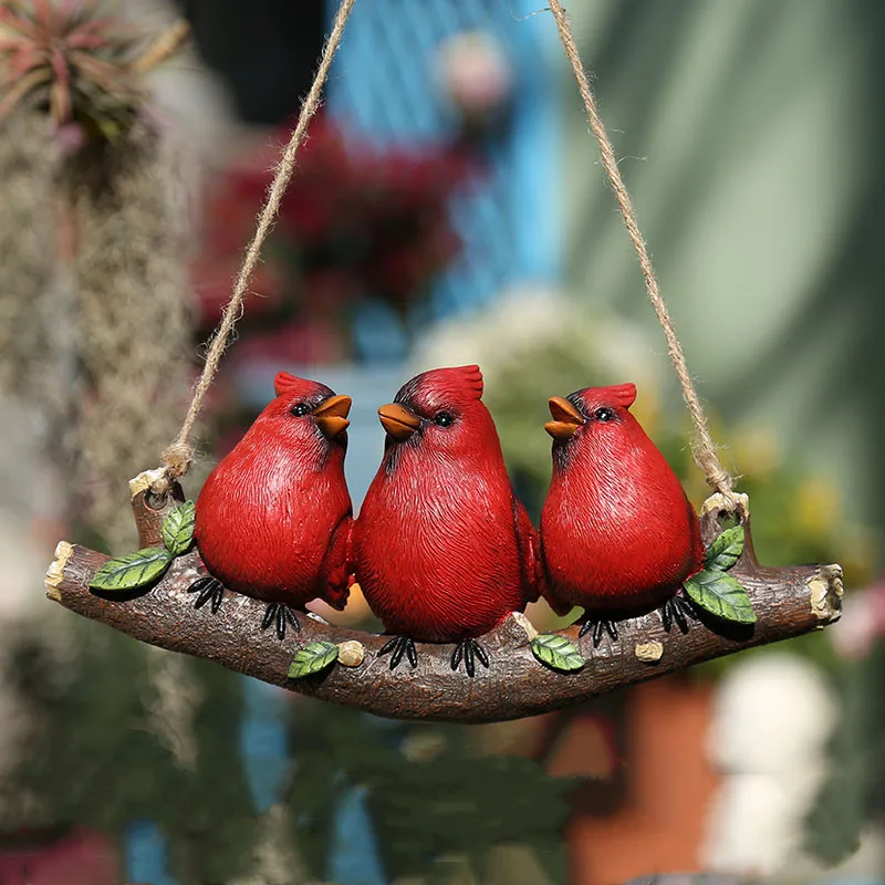 Resin Simulated Animal Sculpture Bird Parrot Eagle Circle Garden Hanging Decoration Crafts Home Furnishing