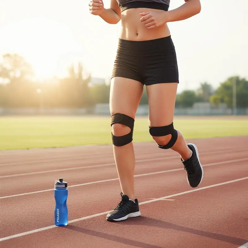 Knee Support Brace with Patellar Tendon Strap, Adjustable Shock Absorption Compression Sleeve for Basketball Running