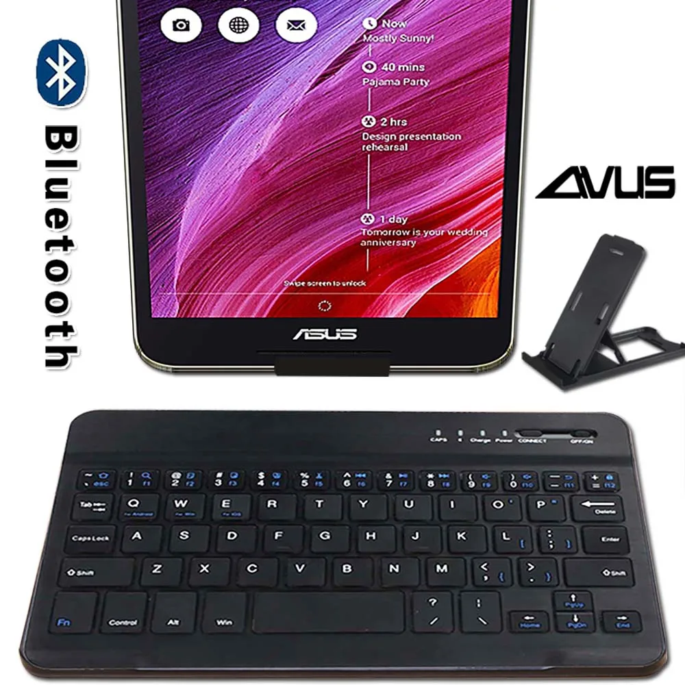 Teclado inalámbrico con Bluetooth para portátil, teclado Inglés para tableta Asus FonePad 7/MEMO Pad 7/8/HD 7/ZenPad 3/8,0 ZenPad 7,0/C 7,0/S 8,0/Z8