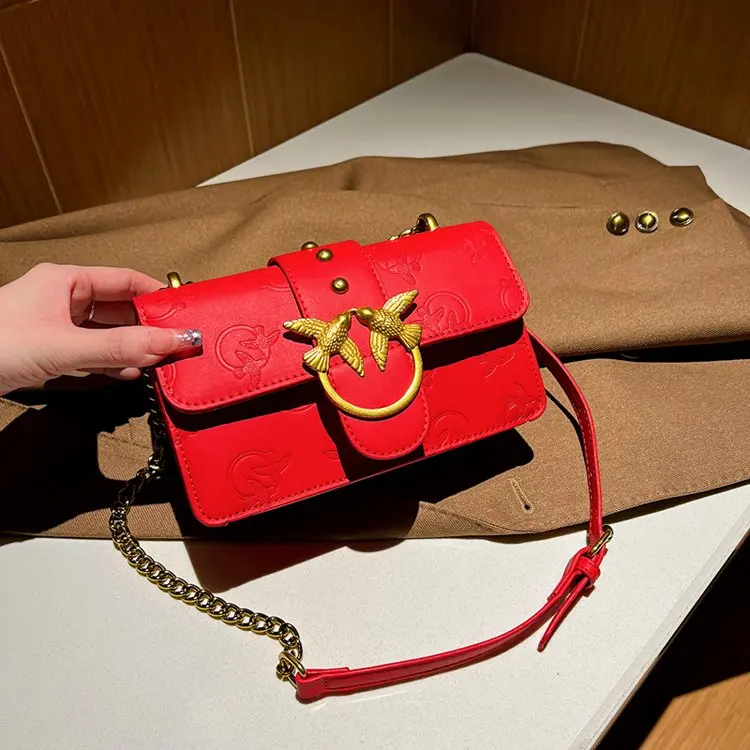 

2026 New Women Embossed Metal Chain Square Bag, Designer Luxury Adjustable Strap Crossbody Shoulder Bag for Daily Use