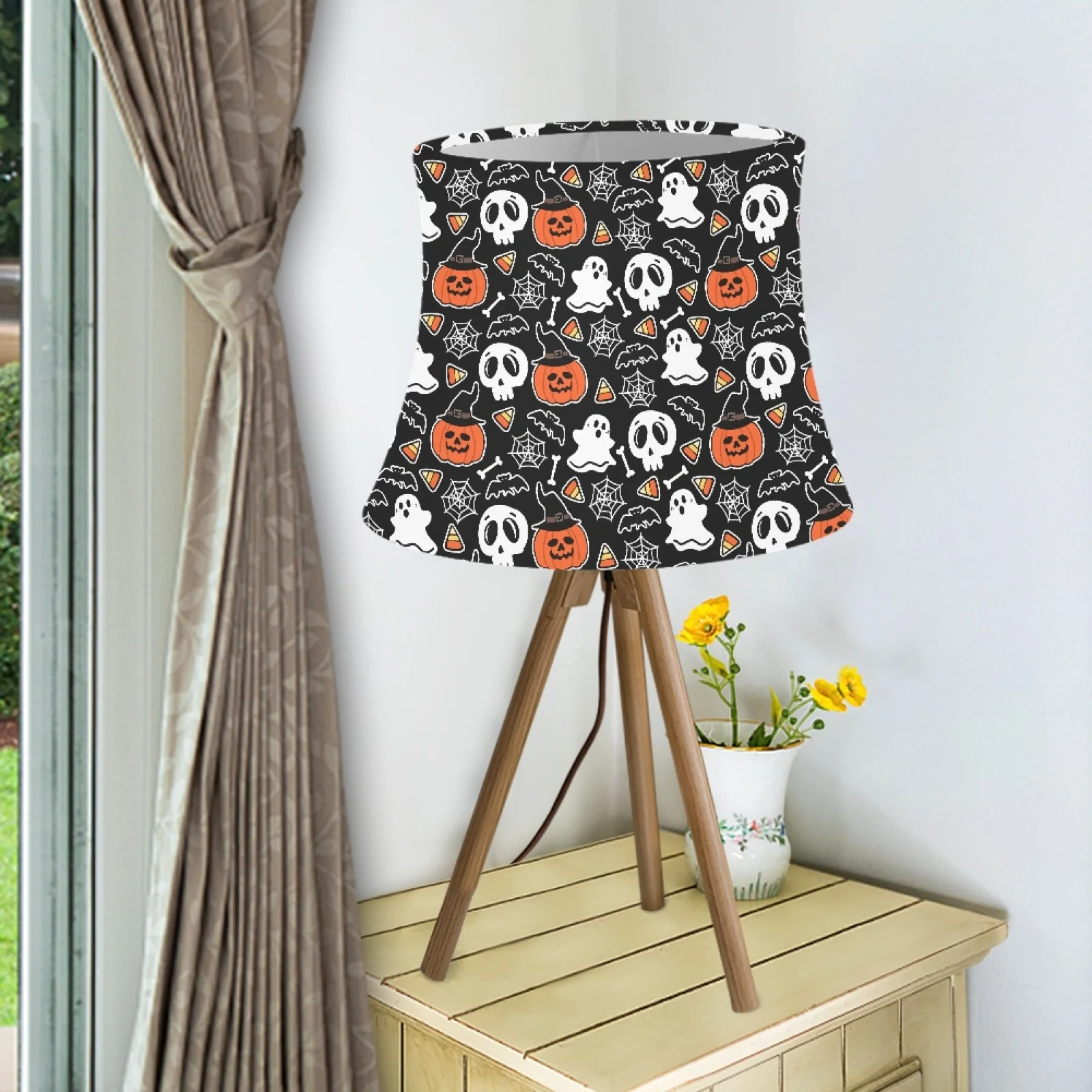 

Тканевый абажур, тканевый чехол для настольной лампы, абажуры для гостиной, 2025 год, Хэллоуин, призрак, тыква, летучая мышь, принт