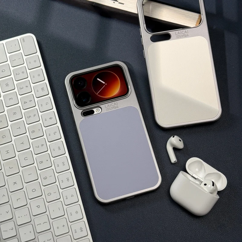 نمط جديد نمط الليتشي مناسبة ل Xiaomi 17proamx ثقب كبير الجلد يشعر جراب هاتف طلاء معدني الراقية يشعر 17Pro أنثى #3