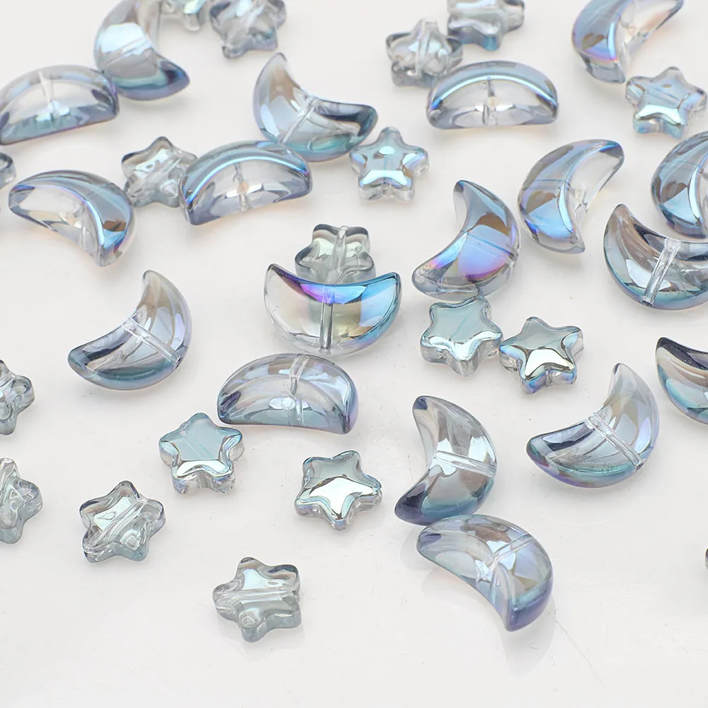 60Pcs Mixed Kristall Glas Stern Mond Lose Anhänger Perlen Handwerk Für DIY Herstellung Von Schmuck Handgemachte Earing Halskette Zubehör