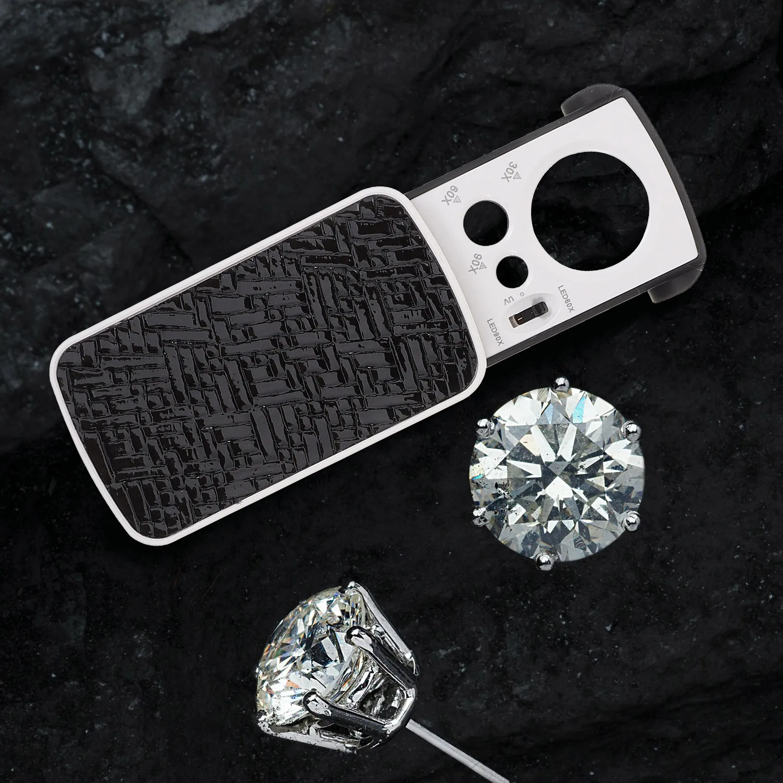 แว่นขยาย 2 ชิ้น พร้อมไฟ LED แบบพกพา สำหรับนักสะสมเหรียญ ความคมชัดสูง