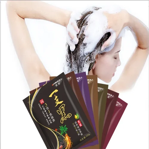 Champú para teñir el cabello multifuncional, extracto de planta no irritante, champú para teñir el cabello rápido Natural para mujer, 30g