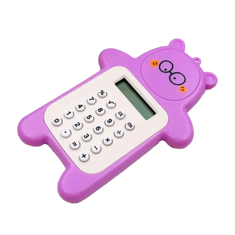 Electronic Calculator Adorable Bear Shape Plastic Lively Face Calculator with Hanging Hole Office