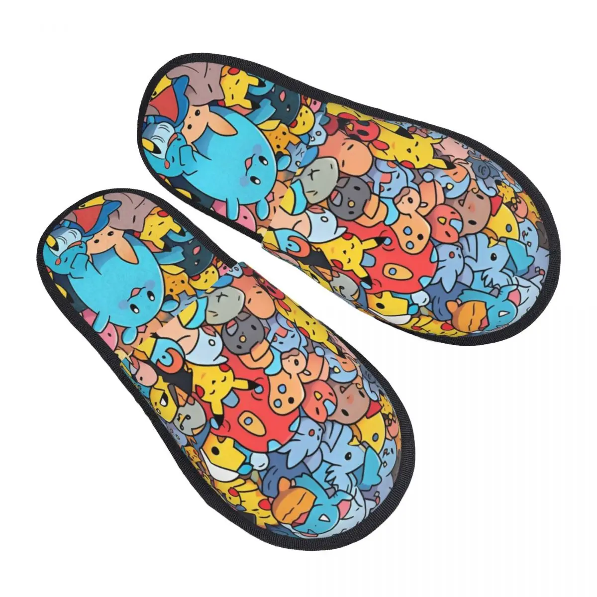 

Тапочки Pikachus Squirtles Psyducks, нескользящие мягкие домашние хлопковые меховые тапочки, шлепанцы для спальни