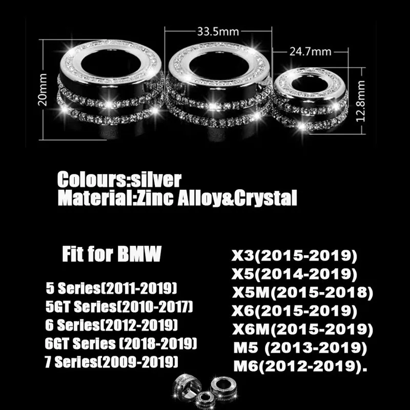 بلينغ حجم داخلي تكييف الهواء/مقبض التحكم الصوتي غطاء الكسوة لسيارات BMW 5 6 7 Series X3 X4 X5 X6 G31 F13 G12 G01 F15 F16