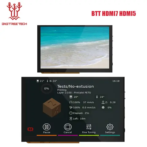 BIGTREETECH HDMI7 V1.2 HDMI5 HDMI pantalla táctil 5/7 pulgadas IPS pantalla piezas de impresora 3D para Raspberry Pi 4 Manta M8P placa