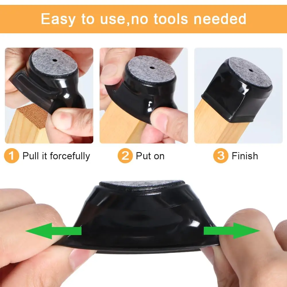 16 Buah Pelindung Lantai Kaki Kursi untuk Lantai Kayu Keras, Penutup Kursi Silikon Penutup Bantalan Furnitur Slider dengan Bagian Bawah Teras Dibungkus