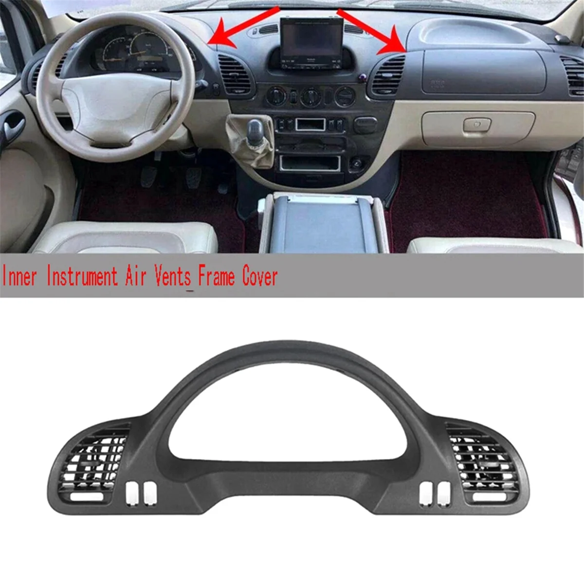 9016801439 Car Inner Instrument Frame Cover Trim Counter Housing with Air Vents for Mercedes Benz Sprinter Cdi 1999-2006