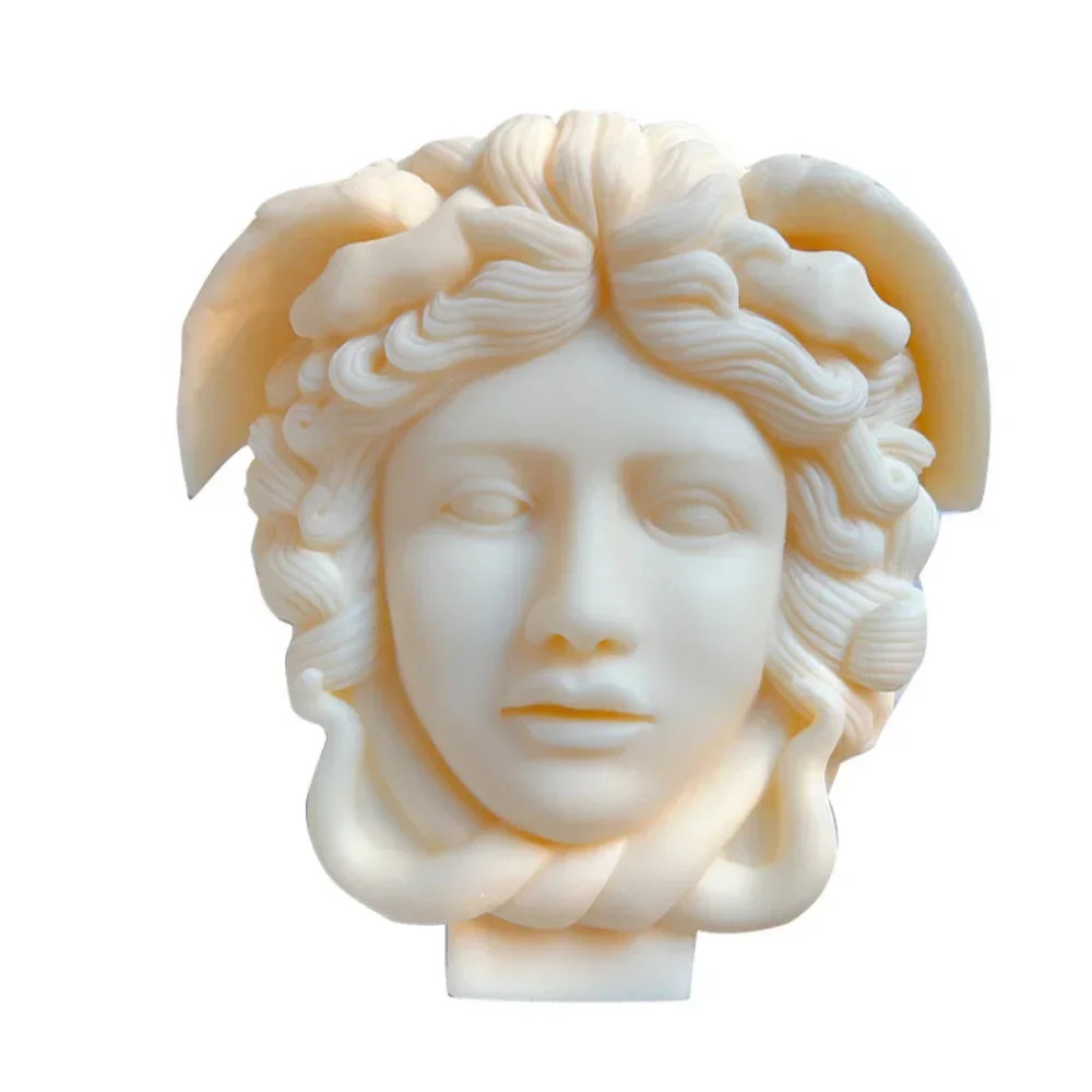 Large Medusa Bust Candle Mold DIY Greek Sculpture Body Face Snake Hair Figure Wax Candles Silicone Mould