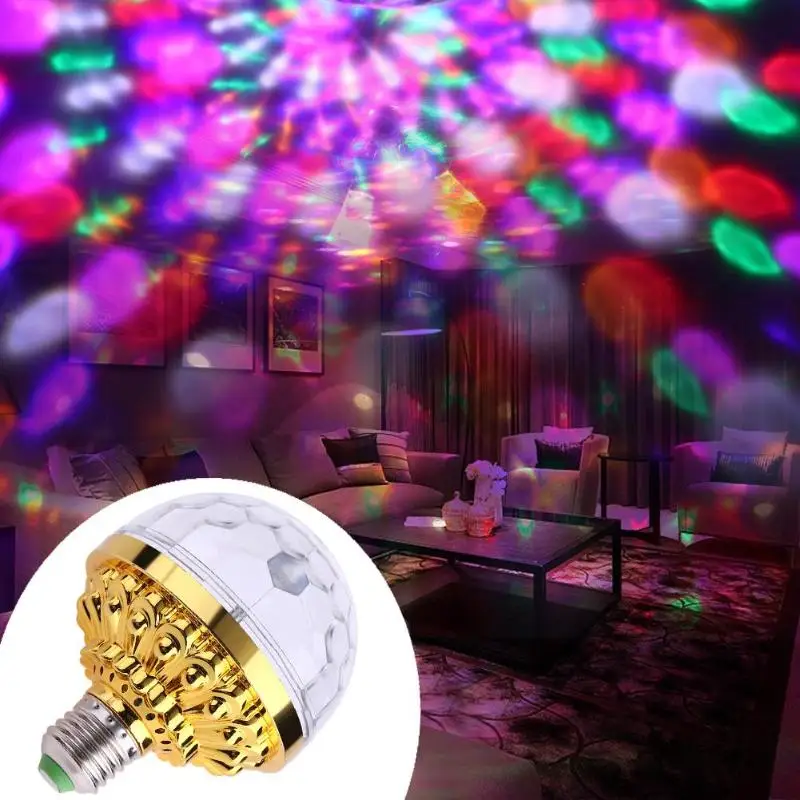 E27 Kleurrijke Auto Rotating Stage Disco Rgb Lamp Party Licht Decoation Voor Verlichting Led Projectie Dj Crystal Ball lig