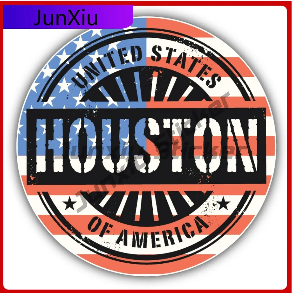 

Houston City Usa Flag Grunge Stamp Car Decal Bumper Stickers Cute Style Laptop Use For Door Panel Car Sticker Accessories Sun