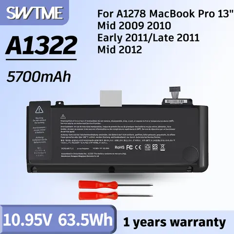 Battery A1278 A1322 for Apple MacBook Pro 13"" [Mid 2012 2010 2009 Early 2011 Late 2011] - High Performance