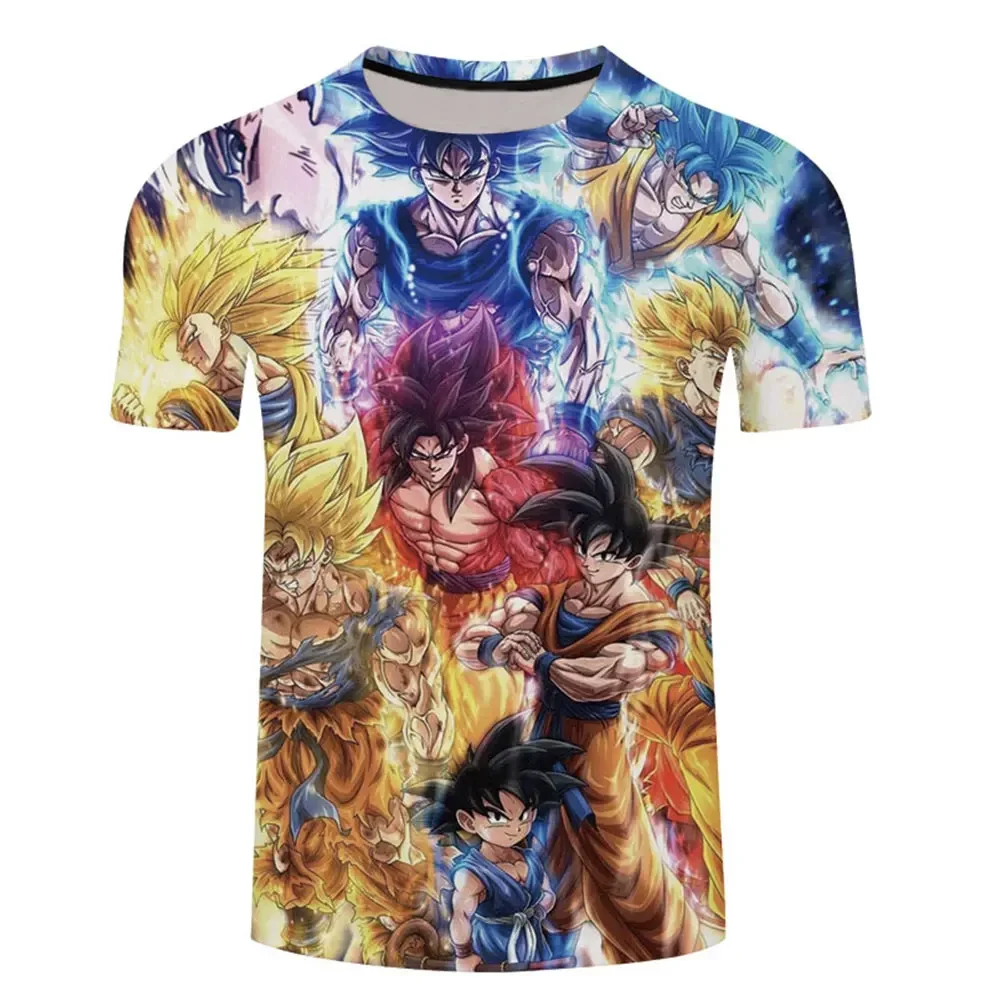 Camiseta con estampado 3D de Son Goku para hombre y mujer, camisa con personajes de Anime de Japón, Super Saiya, God, Vegeta, Harajuku, 2024