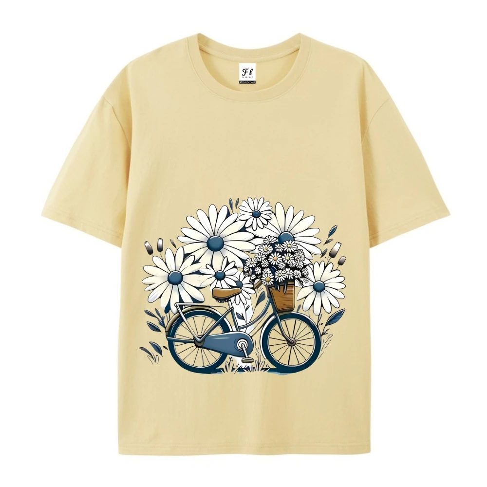 넥 반팔 캐주얼 여성 빈티지 꽃 꽃 패턴 라운드 탑 여성용 티셔츠 프린트 티셔츠 베이지 컬러풀